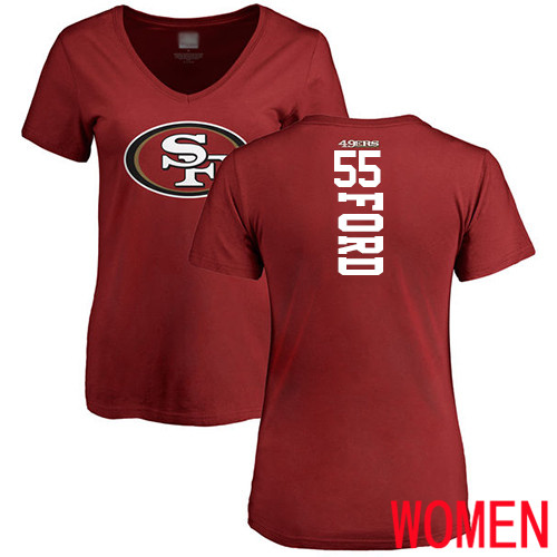 San Francisco 49ers Red Women Dee Ford Backer #55 NFL T Shirt->women nfl jersey->Women Jersey